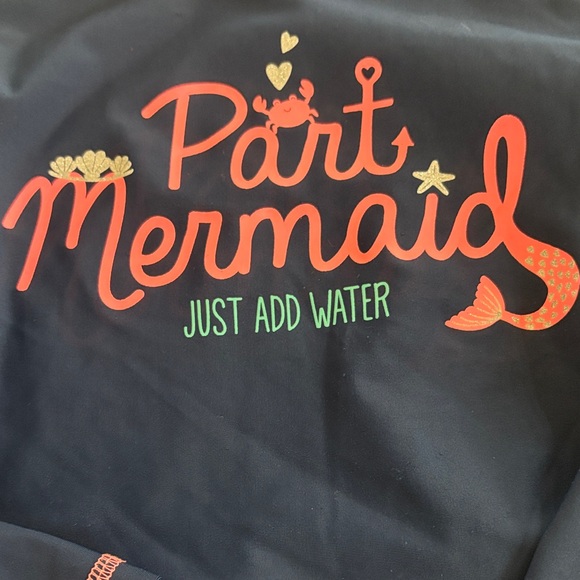 Navy Blue Kids Swim Top - Part Mermaid Design by Simple Joys 5T - Picture 2 of 3